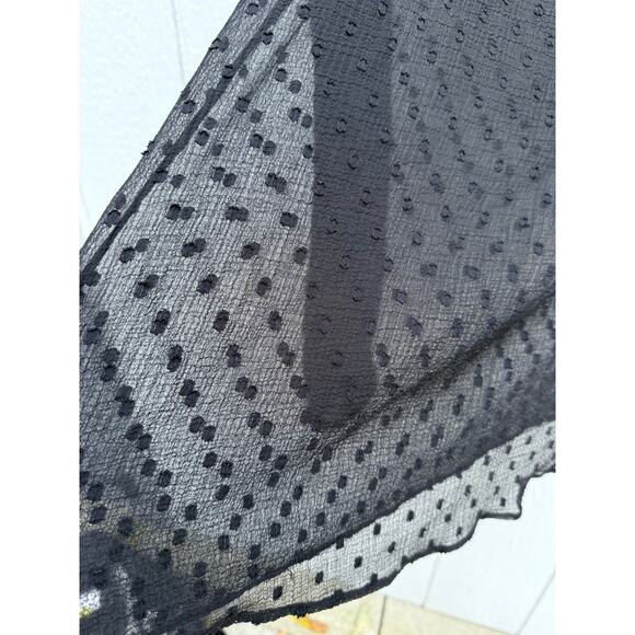 WALTER BAKER black swiss dot semi sheer billow sleeve embellished Candice top - Picture 10 of 11